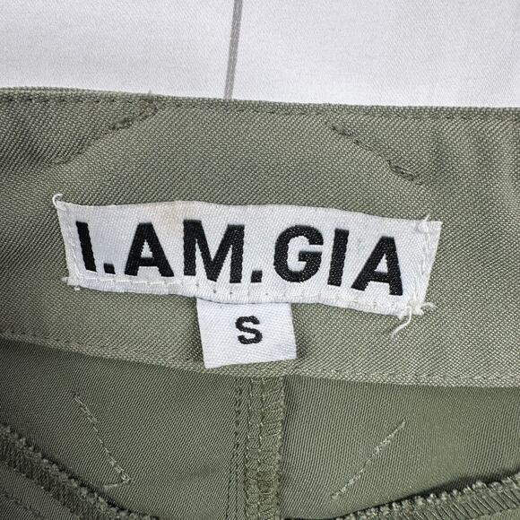 I AM GIA Pants Womens Small Green Xavier Zip Flared High Rise Edgy Contemporary - Picture 4 of 12